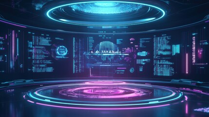 Poster - Futuristic Digital Data Interface in Virtual Library