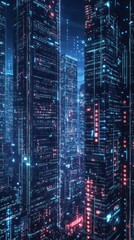 Poster - Stylized Digital Cityscape Made of Data and Light