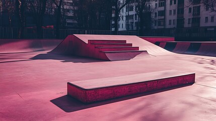 Canvas Print - Pink Skate Park Under a Sunny Sky