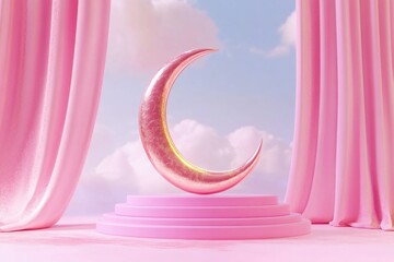 Pink stage with crescent moon