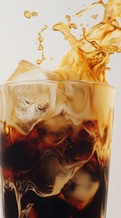 Poster - Close-up of Iced Coffee Swirling with Cream in Tall Glass