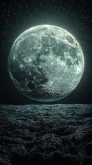 Wall Mural -   View of moon from moon's surface with stars overhead