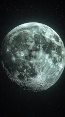 Poster -   A photo of a gigantic moon with star clusters adjacent to it and in the center of the starry night sky