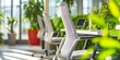 © kwanchaift - A close-up reveals a modern office space with ergonomic chairs and greenery, focusing on the clean design and comfortable work environment