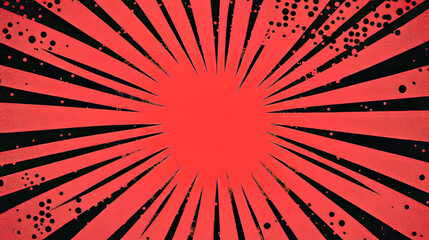 Poster - A bright red background with a sunburst pattern and dots, perfect for comic-style designs like sale banners, event posters, ads, websites, and more.