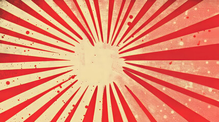 Poster - A bright red background with a sunburst pattern and dots, perfect for comic-style designs like sale banners, event posters, ads, websites, and more.