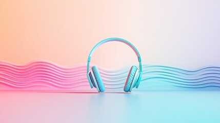Poster - A visual representation of sound waves emanating from a wireless headphone, depicting the clear and vibrant audio experience.