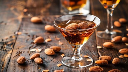 Wall Mural - The amaretto drinks with almonds and nuts