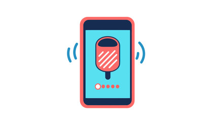Poster - Smartphone Speaker Icon, Flat Design, Music Playing Notification, Modern Mobile Interface Symbol, Vibrating Phone Illustration, Audio Sound Signal Vector for UI UX