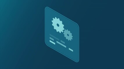 Poster - Isometric coding screen animation. Coding programming technology. Programming concept. Technology animation. 4K video animated in isometric style