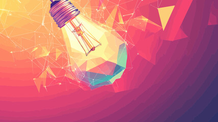 Poster - abstract polygonal light bulb low poly vector background - business innovation and creative technolo