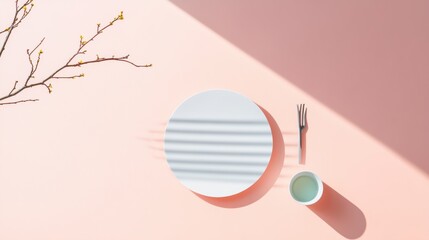 A minimalist menu with geometric illustrations of food, emphasizing the clean and modern design aesthetic.