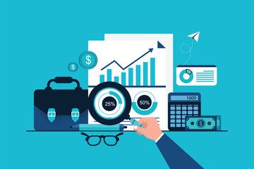 Poster - Business Analytics data research concept. business finance investment webpage report dashboard