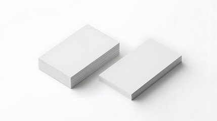 Two white US business card Mockup on white background 3D rendering. 