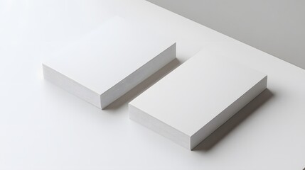 Two white US business card Mockup on white background 3D rendering. 