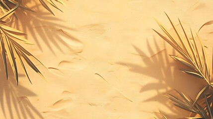 Sticker - Palm Leaves Casting Shadows on a Textured Tan Surface