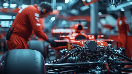 Poster - A close-up of a Formula 1 car s engine being turned off for the last time, the silence signaling the end of a storied career