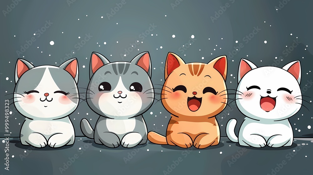 Playful Cat Emoji Cartoon Illustration Stock Photo | Adobe Stock