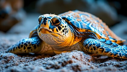 Wall Mural - Closeup of Sea Turtle Rehabilitation Center: Rescue and Release Efforts Captured in Digital Photography