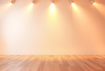 Empty Room with Warm Lighting and Wooden Floor.