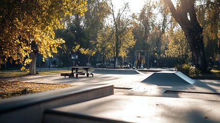 Sticker - Autumnal Skatepark with a Picnic Table