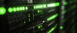© Sunshine - Close-Up of Modern Data Center Server Racks with Green LED Lights Indicating Active Network Connections