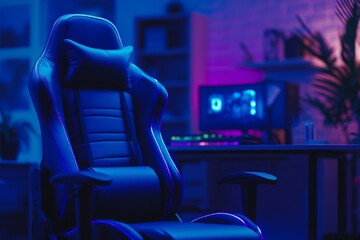 Poster - Gaming Chair in a Neon Lit Room