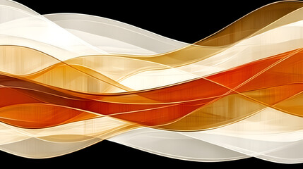 Aufkleber - Abstract waves of gold and orange flow gracefully across a dark background, creating a sense of movement and depth in the design