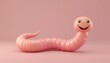 © Elzerl - Cute pink worm with a happy expression on a pastel background.