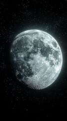 Wall Mural -   A close-up of a massive moon against a dark backdrop, surrounded by sparkling stars in the sky