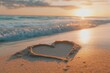 © mohdfaizal - Heart Drawn in Sand on a Beach at Sunset