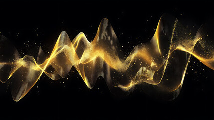 Poster - Abstract golden wave on a black background.