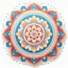 Mandala art design also called rangoli, decorative elements on white background