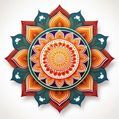 Mandala art design also called rangoli, decorative elements on white background