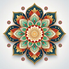 Mandala art design also called rangoli, decorative elements on white background