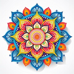 Mandala art design also called rangoli, decorative elements on white background