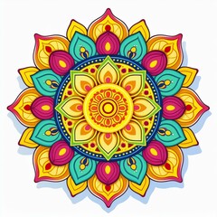 Mandala art design also called rangoli, decorative elements on white background