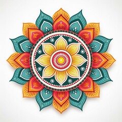 Mandala art design also called rangoli, decorative elements on white background