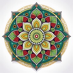 Mandala art design also called rangoli, decorative elements on white background