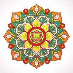 Mandala art design also called rangoli, decorative elements on white background