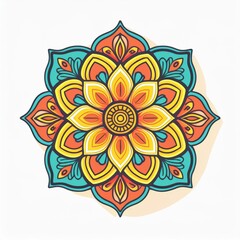 Mandala art design also called rangoli, decorative elements on white background