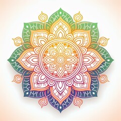 Mandala art design also called rangoli, decorative elements on white background