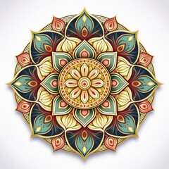 Mandala art design also called rangoli, decorative elements on white background