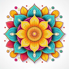 Mandala art design also called rangoli, decorative elements on white background