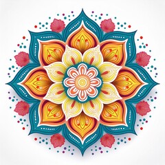 Mandala art design also called rangoli, decorative elements on white background