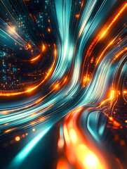 Poster - abstract business futuristic background with glowing lines. data technology