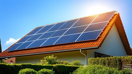 solar panels covering the rooftop of a contemporary home