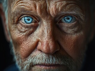 Poster - Close-Up Portrait of an Elderly Man with Blue Eyes