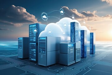 Poster - Cloud Technologies: Captivating 3D Illustration of Computing and Connectivity