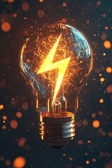 A glowing lightbulb with a lightning bolt icon inside, representing a sudden spark of inspiration.